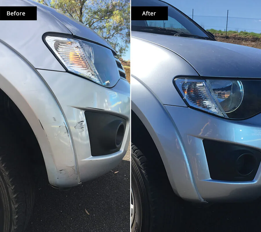 Car bumper scuff repair before and after - mobile service Barnstaple